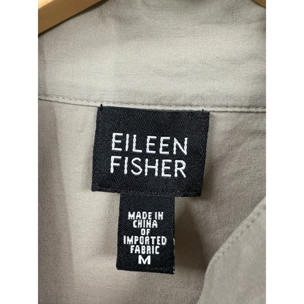 Eileen Fisher Blazer Polished Ramie Stretch Full Zip Windbreaker Jacket Tan‎ M